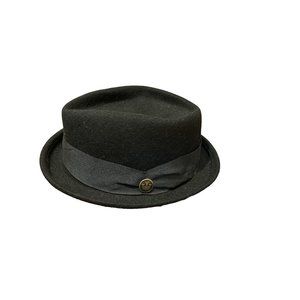 Goorin Bros Medium 100% Wool Black Fedora with Band & Crown Logo